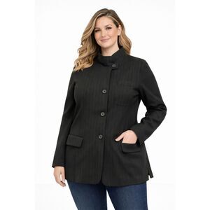 Heide Ost Black Pinstripe Structured Jacket – Made in Germany – Size XXL